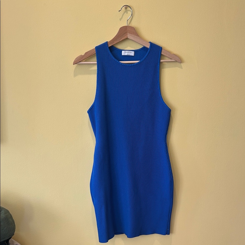 Aritzia Babaton Blue Ribbed Knit Top